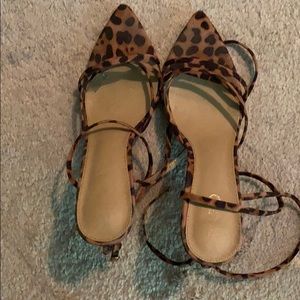 Este Pointed Barely There Heel Tan Leopard Print